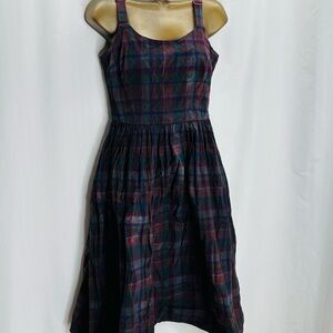 Collectif x Modcloth Dark Plaid Midi Dress uk14/L